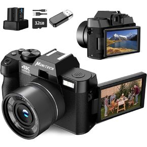 كاميرات رقمية Mo 4K للتصوير الفوتوغرافي، وكاميرا تسجيل فيديو بدقة 48 ميجابكسل للفيديو واليوتيوب مع شاشة قابلة للطي بزاوية 180 درجة، وتكبير رقمي 16X، وبطاقة TF بسعة 32 جيجابايت، وبطاريتين in Kuwait