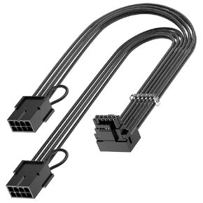 16Pin GPU RTX 4070 Super Power Adapter Cable 90 Degree, PCIE 5.0 16Pin Male to 2X8Pin Female Right Angled 12VHPWR GPU Extension Cable for Geforce RTX 4070 5070 Ti RTX 5080-13inch Black in Saudi Arabia