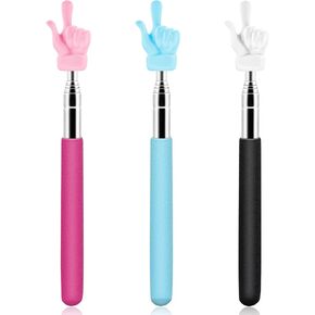 3 قطع مؤشر للمعلمين تلسكوبي، مؤشر يد قابل للتمديد، مؤشر إصبع، عصا صغيرة قابلة للسحب، مؤشر للفصول الدراسية من الفولاذ المقاوم للصدأ لمستلزمات تدريس معلم المدرسة (وردي أزرق أسود) in Kuwait