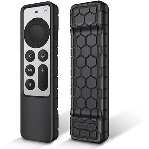Fintie Protective Case for Apple TV Siri Remote 2021 2022 - Honey Comb Lightweight Anti Slip Shockproof Silicone Cover for Apple TV 4K / HD Siri Remote Controller (2nd Gen / 3rd Gen), Black