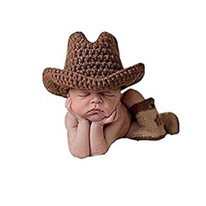 Pinbo® Baby Boys Photography Prop Crochet Knitted Cowboy Hat shoes in Kuwait