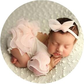 CUTEBBPHOTO طفلة التصوير الدعائم الرضع لطيف الوليد سترة الدانتيل رومبير ارتداءها صور شهرية صور تبادل لاطلاق النار وتتسابق in Kuwait