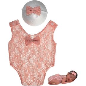 Baby Girl Photography Props Infant Cute Newborn Vest Lace Romper Bodysuit Pictures Monthly Photo Shoot Outfits