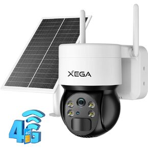 كاميرا أمان خلوية Xega 3G/4G LTE كاميرا شمسية خارجية لاسلكية، رؤية ليلية ملونة 2K HD 355 درجة/120 درجة، كشف حركة PIR، التحدث في اتجاهين، بدون WiFi، بطاقة SIM متضمنة، IP66 in Kuwait