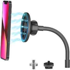 Clifod Magnetic Phone Holder for Ring Light and Tripod Stand Compatible with Magsafe, Flexible Ring Light Phone Attachment with Hot Shoe Adpater, Compatible with iPhone and All Phones in Kuwait