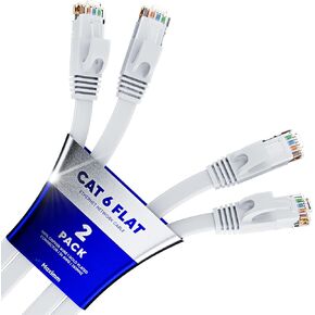 كابل إيثرنت Cat 6 بطول 100 قدم - مع تصميم مسطح وموفر للمساحة وكابل توصيل إنترنت وشبكة LAN عالي السرعة، وموصلات RJ45 - بطول 100 قدم / أسود / عبوتين - مثالي للألعاب والبث والمزيد in Kuwait
