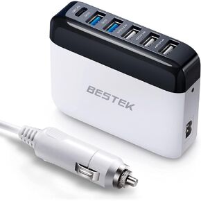 BESTEK Multi Ports USB Car Charger, Fast Charge 125W 14A Quick Charge 3.0 & USB-C PD Car Charger Adapter with Smart Identification for Cell Phones, Tablets and Other USB Devices in Saudi Arabia