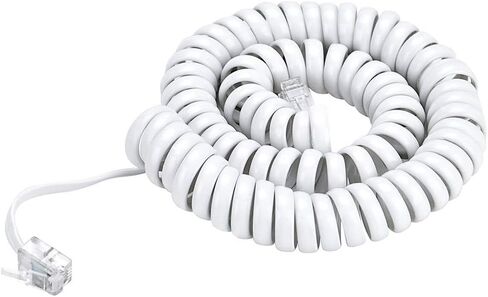 Telephone Handset Cord 6 Feet (Stretch Length) RJ9 4P4C Phone Cord for Landline Colied Phone Cable Curly Telephone Wire, Colied Length 0.68 to 6 Feet Uncoiled, White in Kuwait