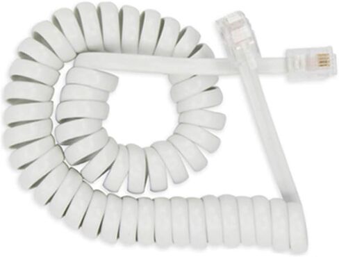 Telephone Handset Cord 6 Feet (Stretch Length) RJ9 4P4C Phone Cord for Landline Colied Phone Cable Curly Telephone Wire, Colied Length 0.68 to 6 Feet Uncoiled, White in Kuwait