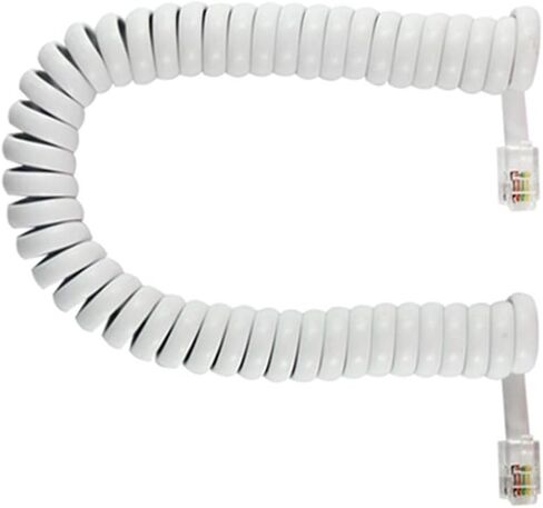 Telephone Handset Cord 6 Feet (Stretch Length) RJ9 4P4C Phone Cord for Landline Colied Phone Cable Curly Telephone Wire, Colied Length 0.68 to 6 Feet Uncoiled, White in Kuwait