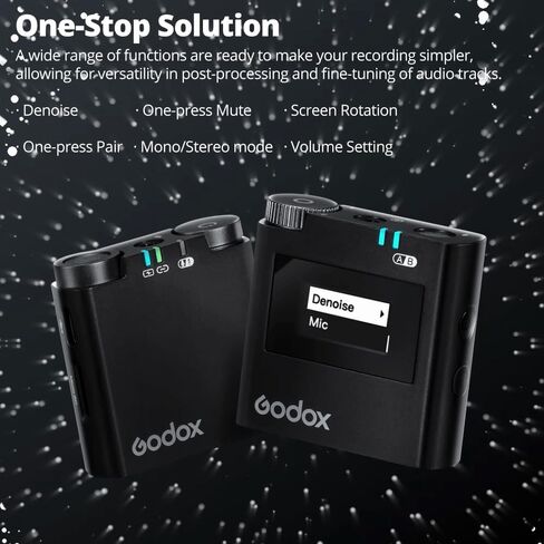 ميكروفون GODOX Virso S M2 (2023 جديد) ميكروفون صوت بدون فقدان، ميكروفون Lavalier، كاميرات سوني المتوافقة، كاميرات الفيديو، لمدونات الفيديو، صناعة الأفلام، المقابلات، مع جهاز إرسال واستقبال 1 (Virso S M2) in Saudi Arabia