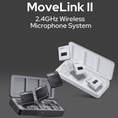 GODOX MoveLink M2 2.4GHz WirelessMicrophone System 2.4GHz WirelessMicrophone System for Vlogger,Youtuber,Speakers, Interviewer, Filmmaker and More. (M1 II) in Saudi Arabia