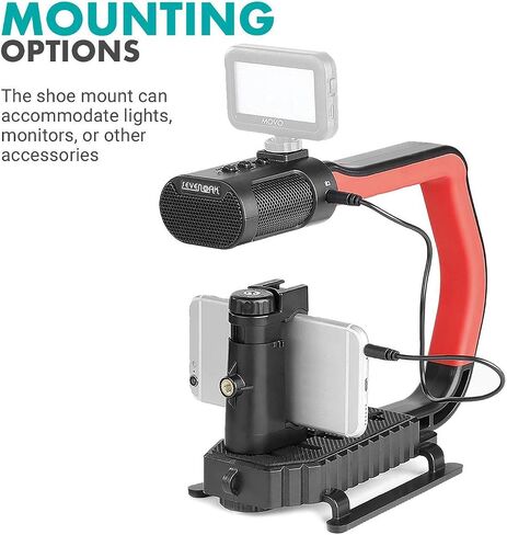 Sevenoak MicRig Universal Video Grip Handle with Integrated Stereo Microphone, Windscreen, and Shoe Extender Bracket for DSLR Cameras, iPhone, Android Smartphones and GoPro (Red) in Saudi Arabia
