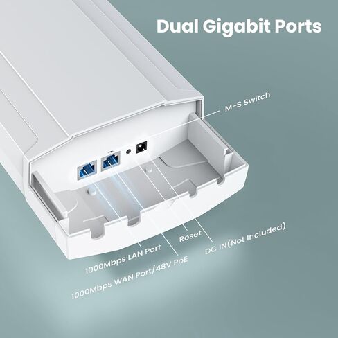 12KM Wireless Bridge Point to Point with 2×1000Mbps LAN Ports - WiFi Bridge Point to Point Outdoor Support VLAN for PtP and PtMP, 48V PoE CPE for Extending Network&Monitoring Highway/Forest Fire/Park in Kuwait