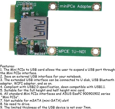 Acxico 1Pcs Mini PCI-E Card Slot Expansion to USB 2.0 Adapter Riser PCI Express Adapter Card PCI-E to USB 2.0 Expansion Card in Saudi Arabia