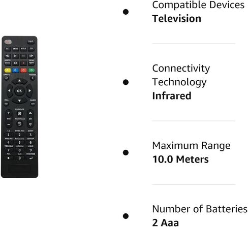 سماتار جهاز تحكم عن بعد عالمي لاجهزة سامسونج وسوني وال جي وهايسنس وباناسونيك وفيليبس وشارب وسانيو وانسيجنيا وتوشيبا وهيتاشي وتي سي ال الذكية والمزيد من العلامات التجارية للتلفزيون - سهل التركيب in Kuwait