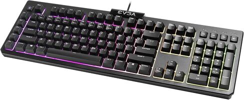 EVGA Z12 RGB Gaming Keyboard, RGB Backlit LED, 5 Programmable Macro Keys, Dedicated Media Keys, Water Resistant, Spanish, 834-W0-12SP-K2 in Saudi Arabia