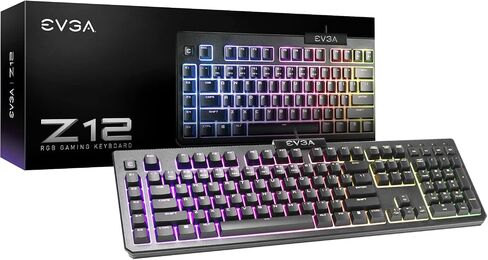 EVGA Z12 RGB Gaming Keyboard, RGB Backlit LED, 5 Programmable Macro Keys, Dedicated Media Keys, Water Resistant, Spanish, 834-W0-12SP-K2 in Saudi Arabia