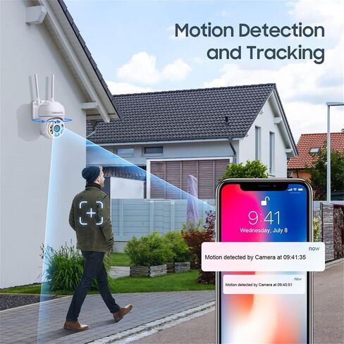 كاميرا مراقبة INQMEGA خارجية، كاميرا IP لاسلكية 1080 بكسل واي فاي، نظام أمان منزلي، رؤية 360 درجة، كشف الحركة، تتبع تلقائي، التحدث في اتجاهين، رؤية ليلية بالألوان الكاملة in Kuwait