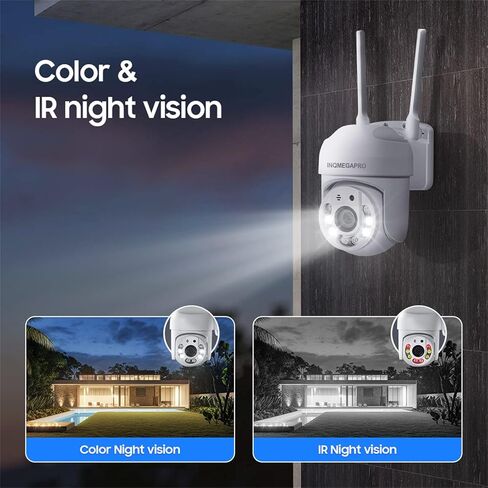 كاميرا مراقبة INQMEGA خارجية، كاميرا IP لاسلكية 1080 بكسل واي فاي، نظام أمان منزلي، رؤية 360 درجة، كشف الحركة، تتبع تلقائي، التحدث في اتجاهين، رؤية ليلية بالألوان الكاملة in Kuwait