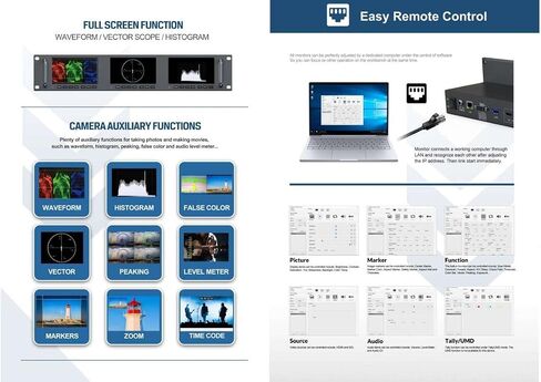 LILLIPUT RM-503S 3 X 5 inch Full HD 2RU Rack Mount Monitor 1920x1080 HDMI 2.0, 3G-SDI Input and Output with Waveform and Vector Functions in Saudi Arabia