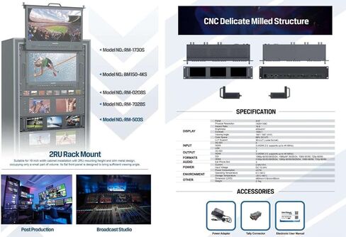 LILLIPUT RM-503S 3 X 5 inch Full HD 2RU Rack Mount Monitor 1920x1080 HDMI 2.0, 3G-SDI Input and Output with Waveform and Vector Functions in Saudi Arabia