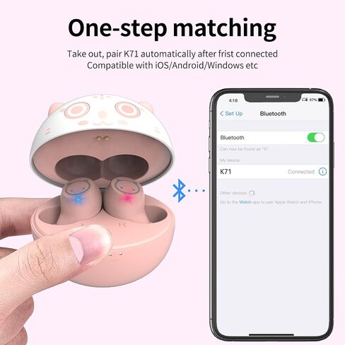 AMAFACE Kids Wireless Earbuds Cute Panda Bluetooth Earbuds with mic Charging Case 36H Playtime 3D Stereo Headphones for iPhone/Android IPX6 Waterproof Sport in-Ear Headphones for Kids Adult in Saudi Arabia
