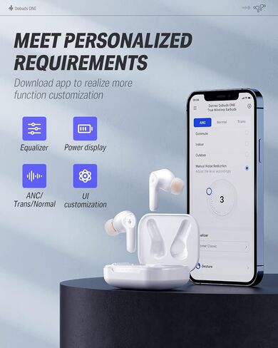 Donner Noise Cancelling Wireless Earbuds, Bluetooth 5.2 Earphones with 4 Mic Clear Calls, 12mm Drivers, App for Custom EQ, 32H Playtime, Fast Charging, Transparency - Dobuds ONE,Black in Saudi Arabia