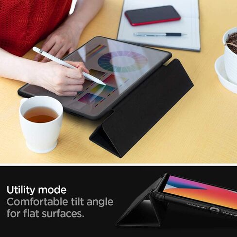 حافظة Spigen Rugged Armor Pro مصممة لجهاز iPad 10.2، حافظة iPad الجيل التاسع (2021) / حافظة iPad الجيل الثامن (2020) / حافظة iPad الجيل السابع (2019) مع حامل قلم رصاص - أسود in Kuwait