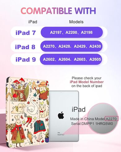 Uppuppy for iPad 9th/8th/7th Generation Case 10.2 Inch Girls Cute Kids Women Folio Smart Cover Pencil Holder Aesthetic Smile Design Girly Kawaii Teens Unique Cases for iPad 7/8/9 Gen A2602 A2270 A2197 in Kuwait