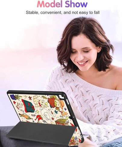 Uppuppy for iPad 9th/8th/7th Generation Case 10.2 Inch Girls Cute Kids Women Folio Smart Cover Pencil Holder Aesthetic Smile Design Girly Kawaii Teens Unique Cases for iPad 7/8/9 Gen A2602 A2270 A2197 in Kuwait