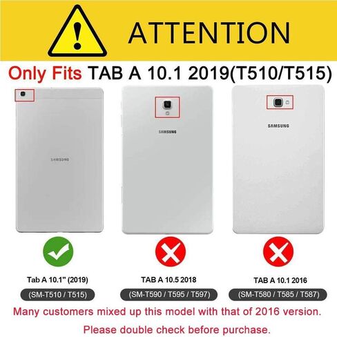 Samsung Galaxy Tab A 10.1 Case 2019 | Herize SM-T510/T515 Shockproof Rugged Protective Case Cover with Built-in Screen Protector, 360 Stand,Hand Strap& Shoulder Strap for Galaxy Tab A 10.1 Inch-Black in Kuwait