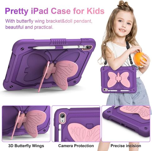 VOFUOE for iPad A16 Case 11th Generation 2025 11 Inch, for iPad 10th Generation Case 2022 10.9 Inch for Kids Girls with Sweet Bow Stand Shoulder Strap Pencil Holder Hard Protective Cover-Hot Pink in Kuwait