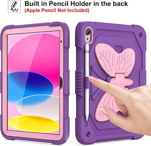VOFUOE for iPad A16 Case 11th Generation 2025 11 Inch, for iPad 10th Generation Case 2022 10.9 Inch for Kids Girls with Sweet Bow Stand Shoulder Strap Pencil Holder Hard Protective Cover-Hot Pink in Kuwait