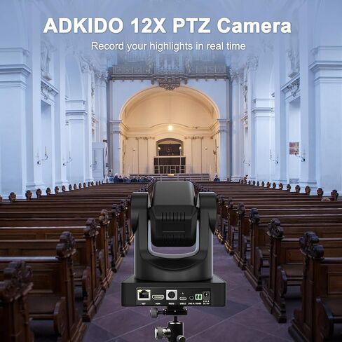 كاميرا ADKIDO 12X PTZ تدعم تكبير بصري للفيديو 1080P مع مخرج USB 3.0 كاميرا بث مباشر للكنيسة والمؤتمرات والأحداث in Kuwait