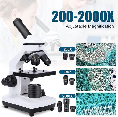 Microscopes 2000X for Adults, Kids, Powerful Children's Monocular Microscope, Biological Microscopes for Students in Kuwait