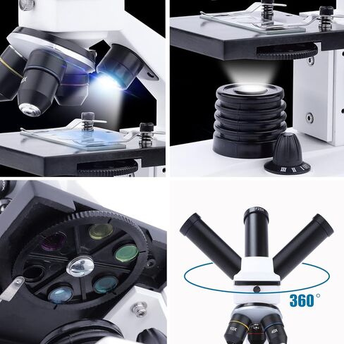 Microscopes 2000X for Adults, Kids, Powerful Children's Monocular Microscope, Biological Microscopes for Students in Kuwait