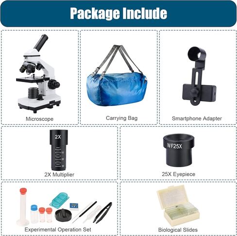 Microscopes 2000X for Adults, Kids, Powerful Children's Monocular Microscope, Biological Microscopes for Students in Kuwait