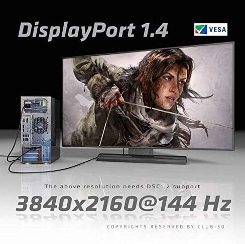 Club3D CAC-2067 VESA Certified DisplayPort to DisplayPort 1.4/Hbr3 M/M Cable DP 1.4 8K 60Hz 1m - 3,28ft in Kuwait