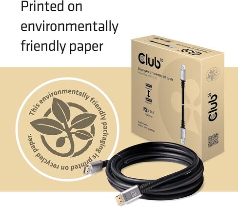 Club3D CAC-2067 VESA Certified DisplayPort to DisplayPort 1.4/Hbr3 M/M Cable DP 1.4 8K 60Hz 1m - 3,28ft in Kuwait