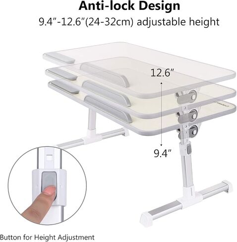 Laptop Bed Tray Table, Nearpow (Larger Size) Adjustable Laptop Bed Stand, Portable Standing Table with Foldable Legs, Foldable Lap Tablet Table for Sofa Couch Floor - Large Size in Kuwait