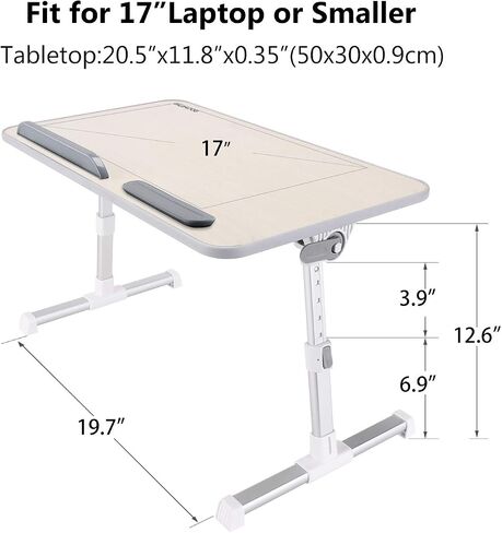 Laptop Bed Tray Table, Nearpow (Larger Size) Adjustable Laptop Bed Stand, Portable Standing Table with Foldable Legs, Foldable Lap Tablet Table for Sofa Couch Floor - Large Size in Kuwait