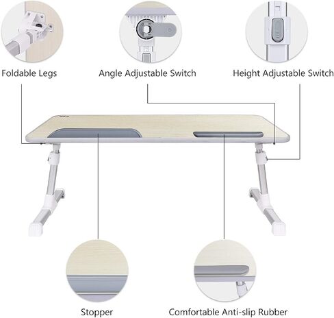 Laptop Bed Tray Table, Nearpow (Larger Size) Adjustable Laptop Bed Stand, Portable Standing Table with Foldable Legs, Foldable Lap Tablet Table for Sofa Couch Floor - Large Size in Kuwait