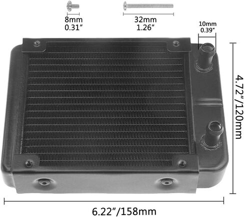 18 Pipe Aluminum Heat Exchanger Radiator for PC CPU CO2 Laser Water Cool System Computer 120mm(A) in Kuwait