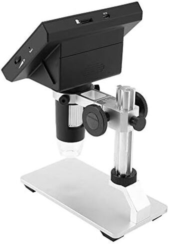 مجهر USB DM4 500/1000X تكبير 720 بكسل دقة الشاشة مجهر رقمي إلكتروني 8 قطع LED أضواء PCB مكبر مع شاشة LCD 4.3 بوصة (حامل سبائك الألومنيوم) in Kuwait