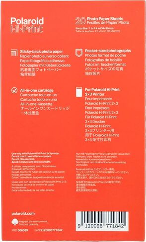 Polaroid Hi Print 2x3 Paper Cartridge, Peel and Stick, 2 Pack (40 Photos) with a Lumintrail Microfiber Cleaning Cloth in Saudi Arabia