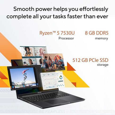 ASUS 2023 Vivobook S 16 Flip 16 بوصة تعمل باللمس، وحدة المعالجة المركزية AMD Ryzen 5 7530U، رسومات AMD Radeon Vega 7، ذاكرة الوصول العشوائي 8 جيجابايت، 512 جيجابايت SSD، مستشعر بصمات الأصابع، دعم القلم، Windows 11 Home، أسود منتصف الليل، TN3604YA-DS51T in Saudi Arabia