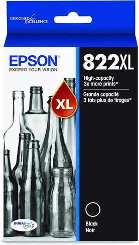 EPSON 822 DURABrite Ultra Ink High Capacity Black Cartridge (T822XL120-S) Works with WorkForce Pro WF-3820, WF-3823, WF-4820, WF-4830, WF-4833, WF-4834 in Saudi Arabia