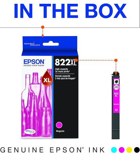 EPSON 822 DURABrite Ultra Ink High Capacity Black Cartridge (T822XL120-S) Works with WorkForce Pro WF-3820, WF-3823, WF-4820, WF-4830, WF-4833, WF-4834 in Saudi Arabia