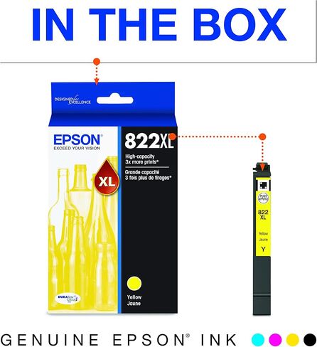 EPSON 822 DURABrite Ultra Ink High Capacity Black Cartridge (T822XL120-S) Works with WorkForce Pro WF-3820, WF-3823, WF-4820, WF-4830, WF-4833, WF-4834 in Saudi Arabia